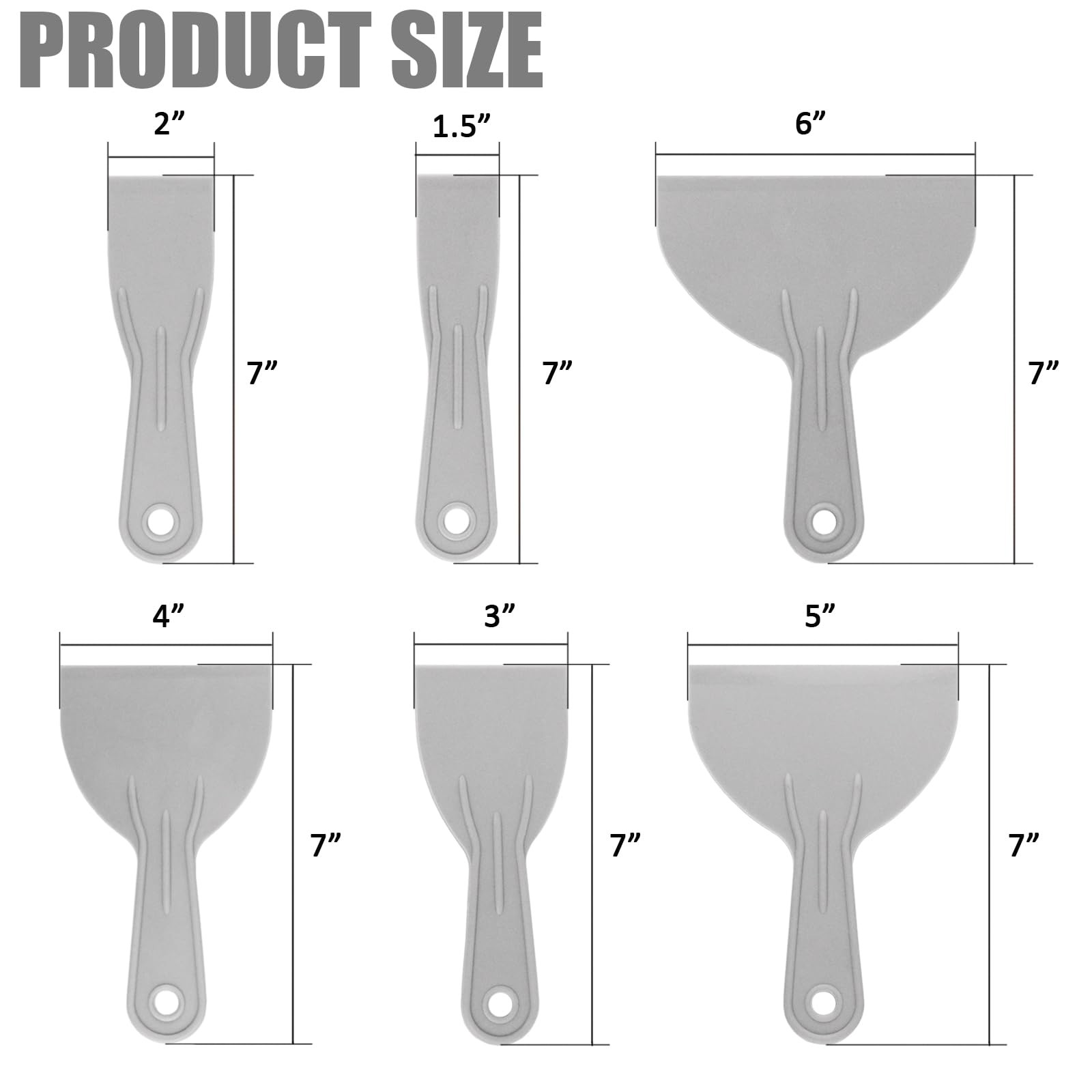 Plastic Putty Knife Flexible Scraper for Spackling, Multi-Size Paint Scraper