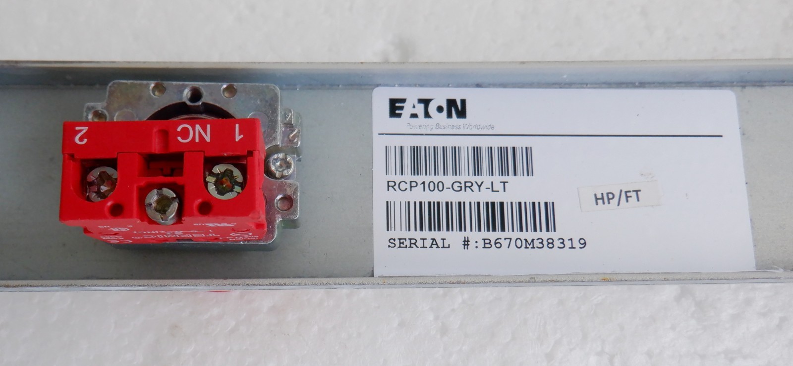 Eaton Rack-Mount Main Power Control Panel EPO Switch, RCP100-GRY-LT