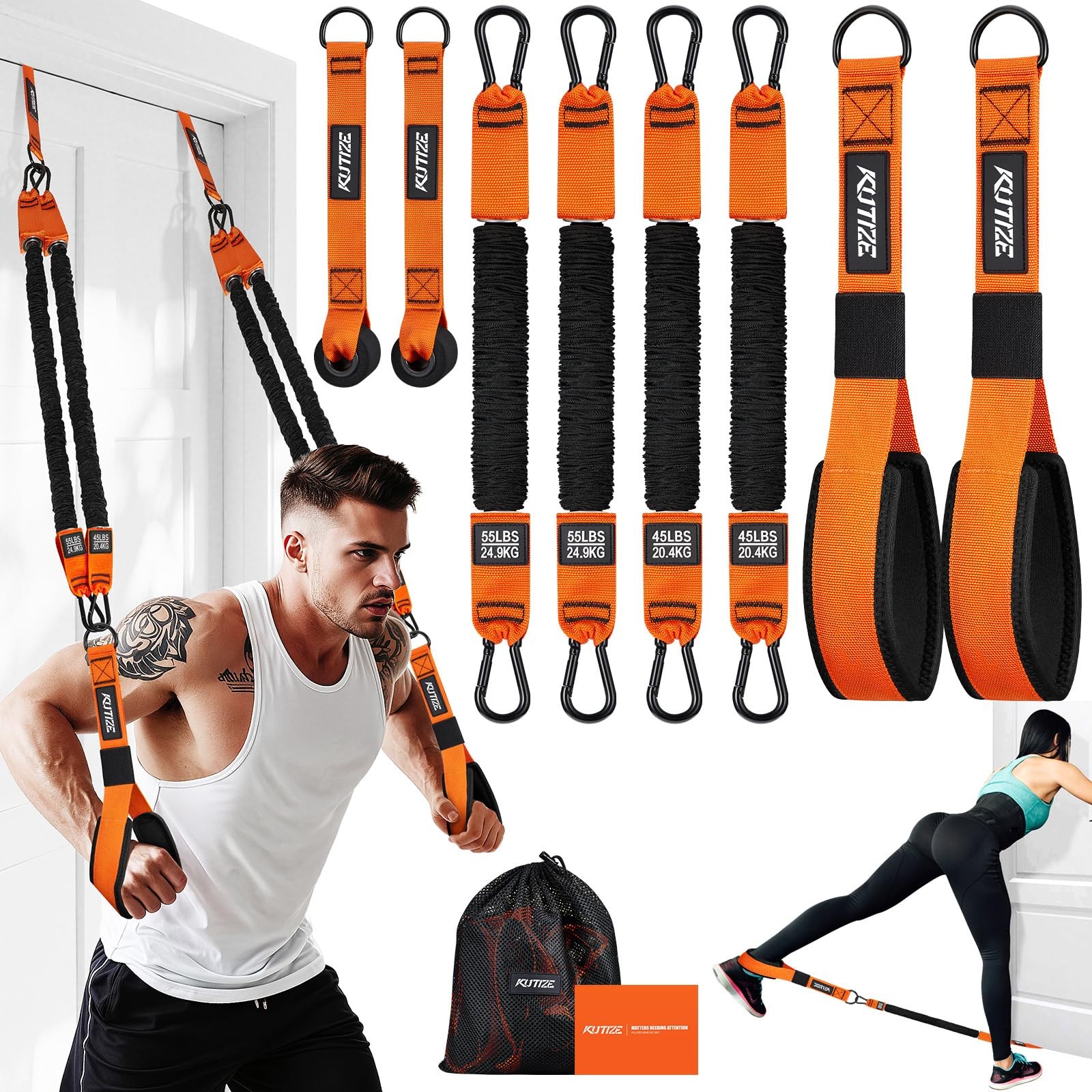 Resistance Bands, Exercise Bands with Handles, Door Anchor, Heavy-Duty Tricep...
