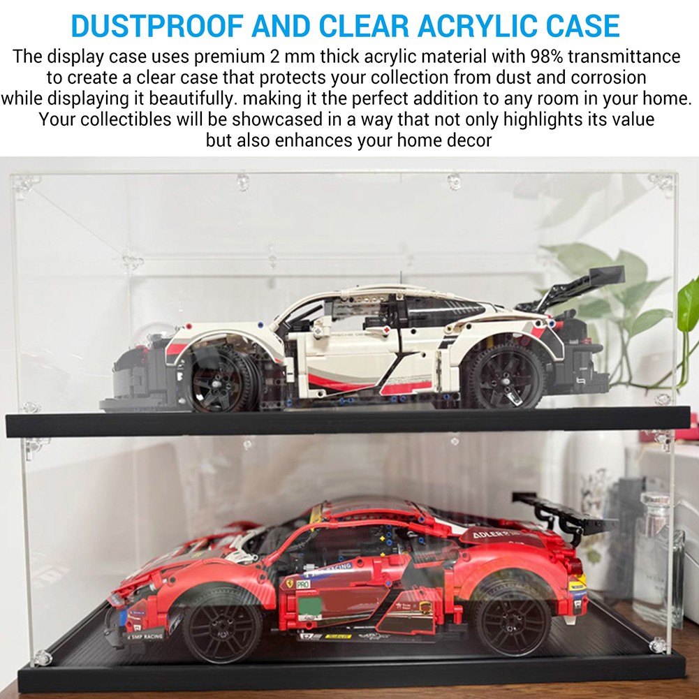 Display Case Clear Acrylic Dustproof Box for 1:24 Scale Collectibles Model