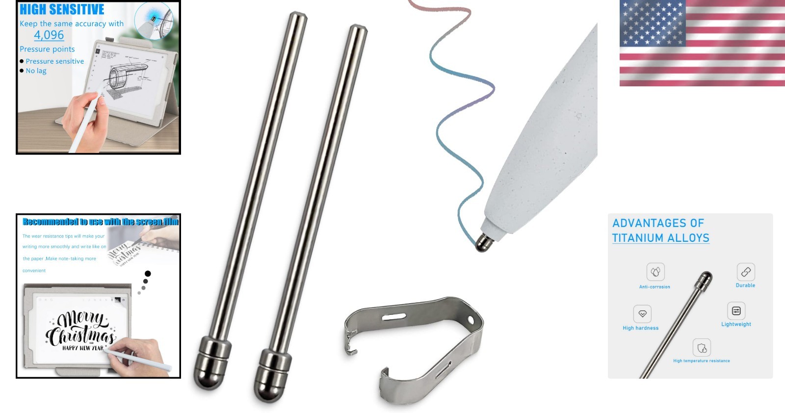 Durable Titanium Alloy Stylus Tips for Precise Writing with reMarkable 2 - 2 Pcs
