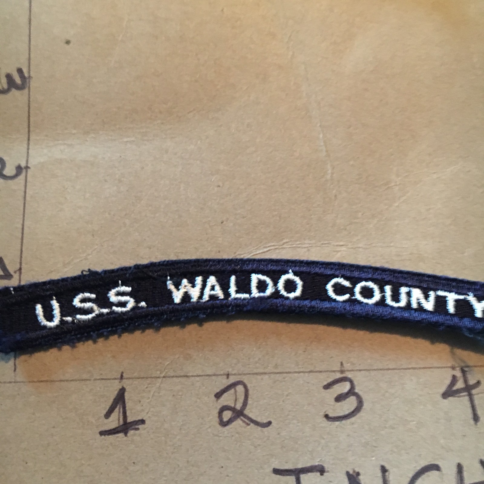 US NAVY SHOULDER STRIP TAB *** rocker *** Patch USS Waldo County