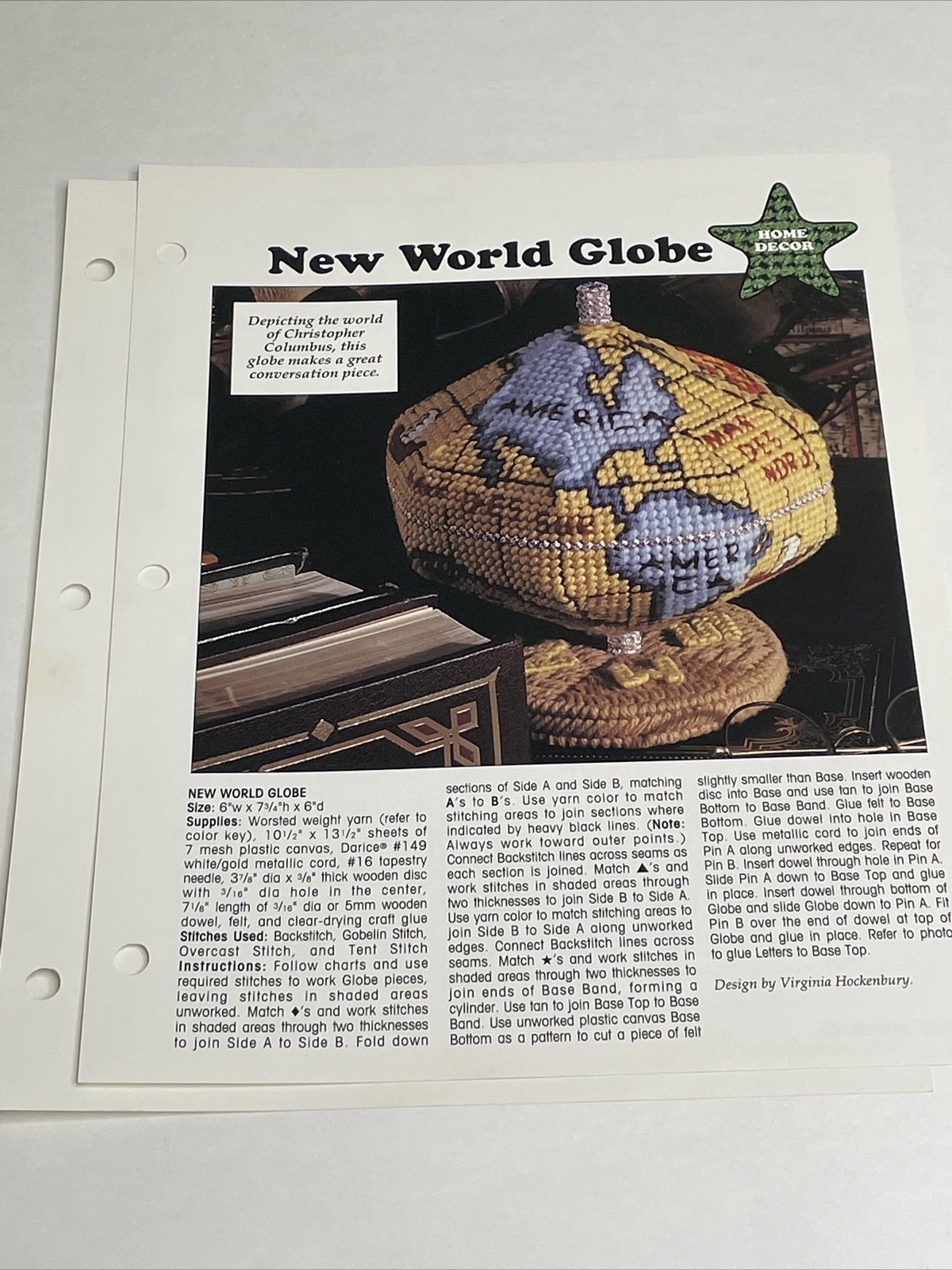 New World Globe Leisure Arts Plastic Canvas Pattern