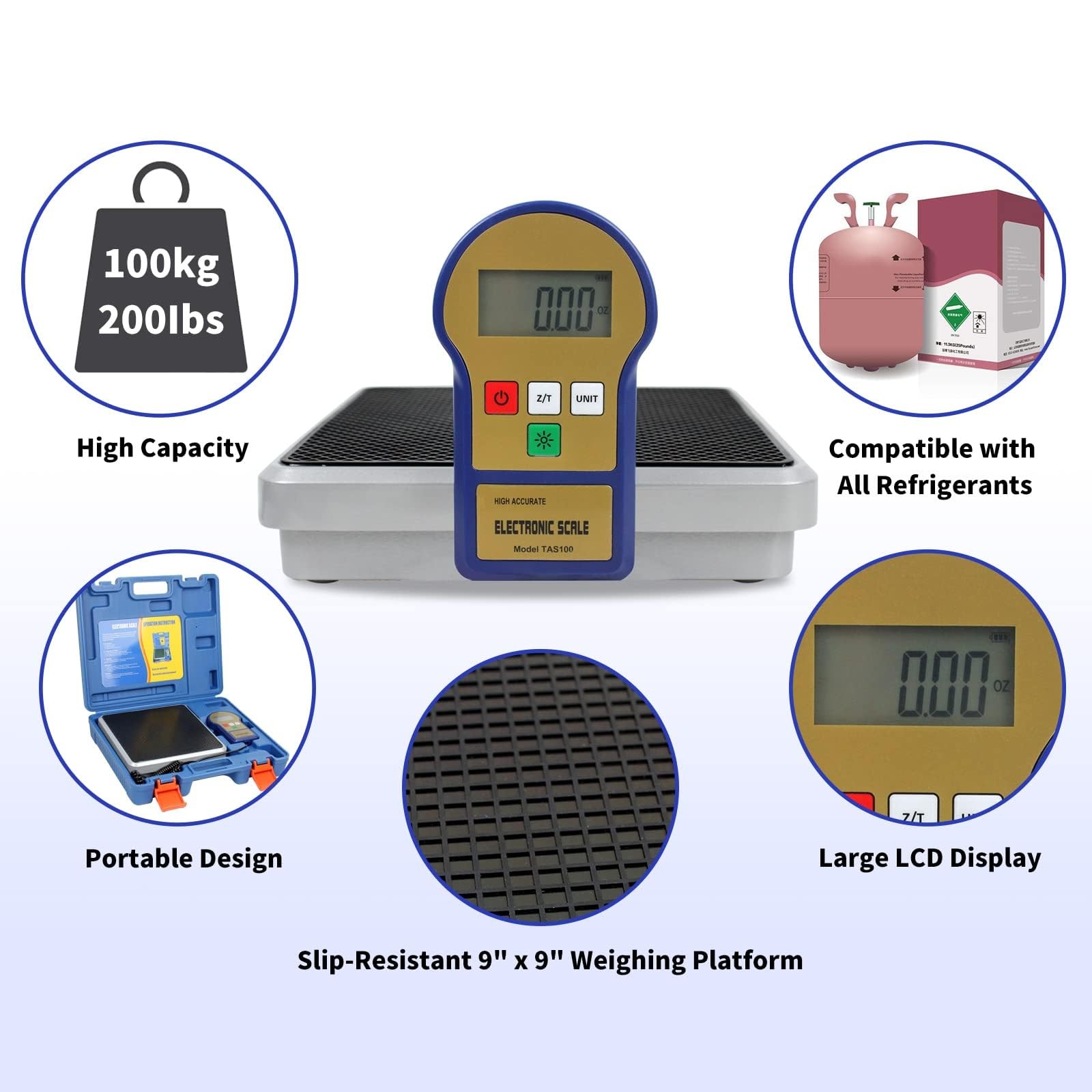BACOENG Digital Electronic Refrigerant Charging Weight Scale 220lbs for HVAC ...