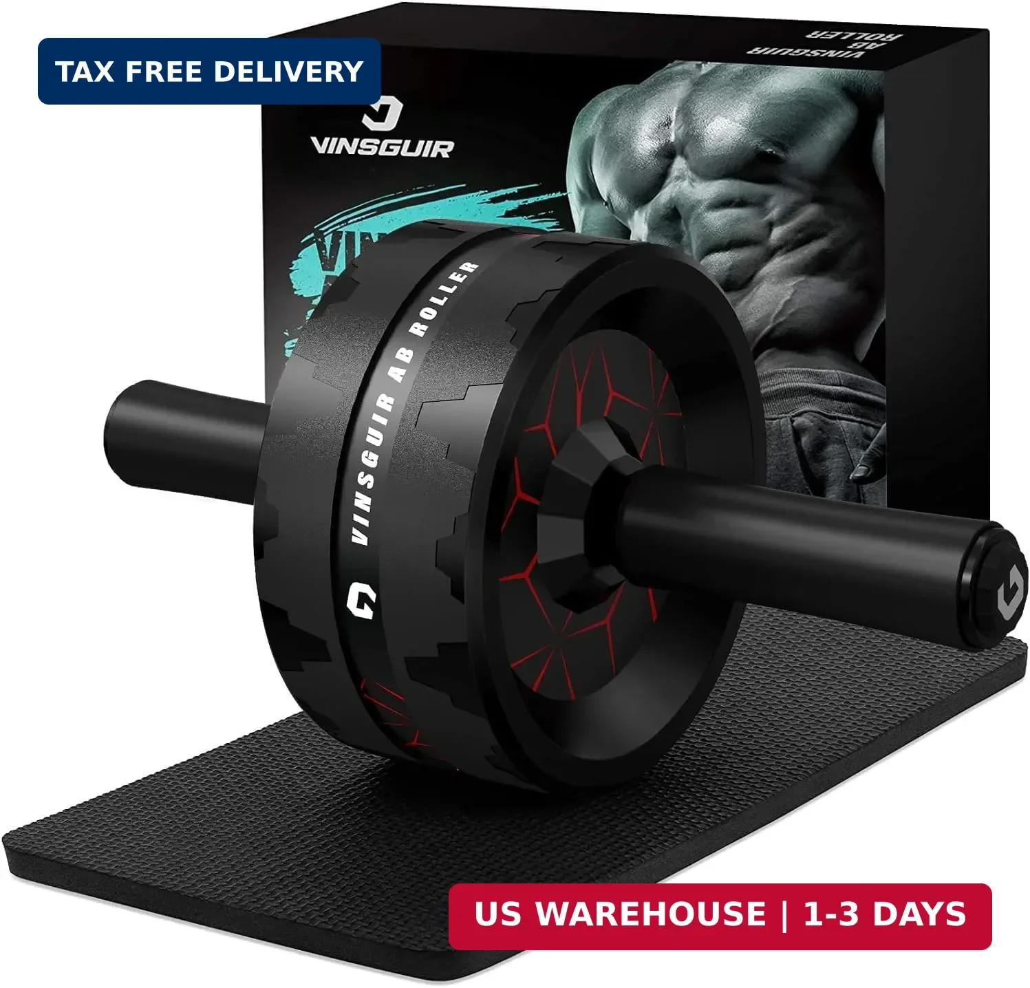Ab Roller Wheel, Abs & Core Workout Equipment for Home Gym with Knee Pa