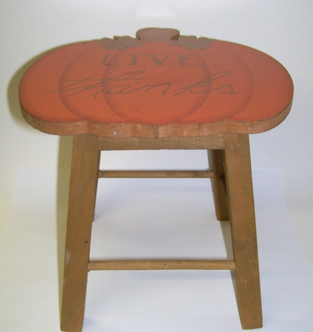 Decorative Wooden Stool Autumn Thanksgiving Give Thanks