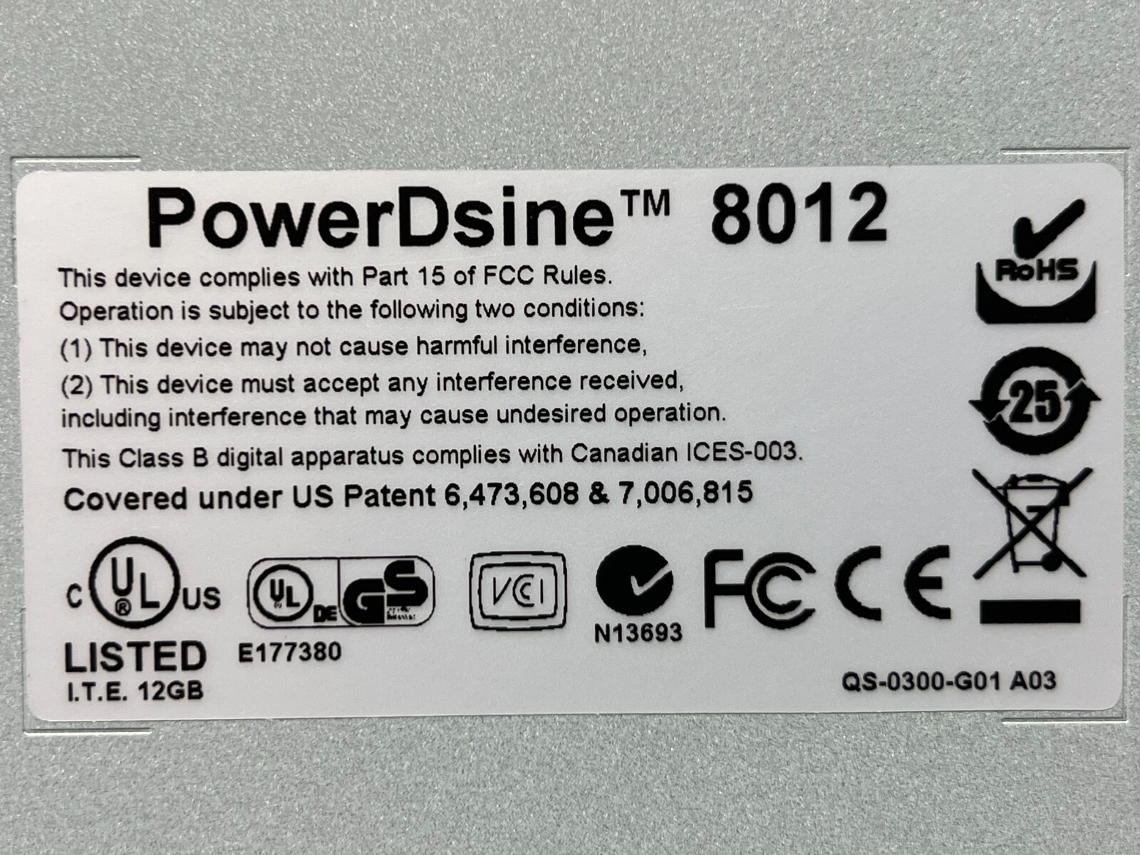 PowerDsine PD-8012ACM High-Power over Ethernet Network Switch; Securely Managed