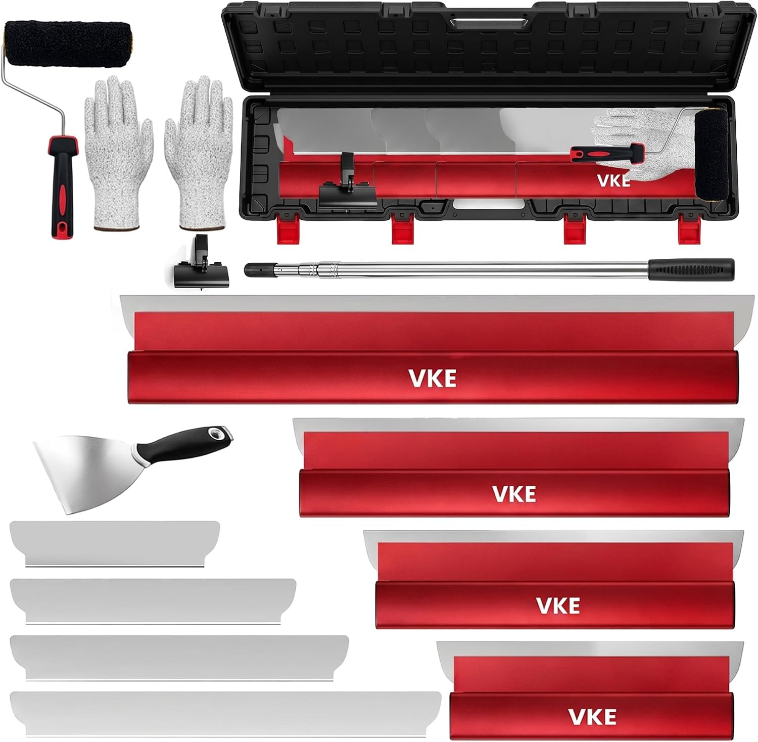 Drywall Skimming Blade Set, Aluminum Alloy, 8"/12"/18"/32" Skimming Blade with 3