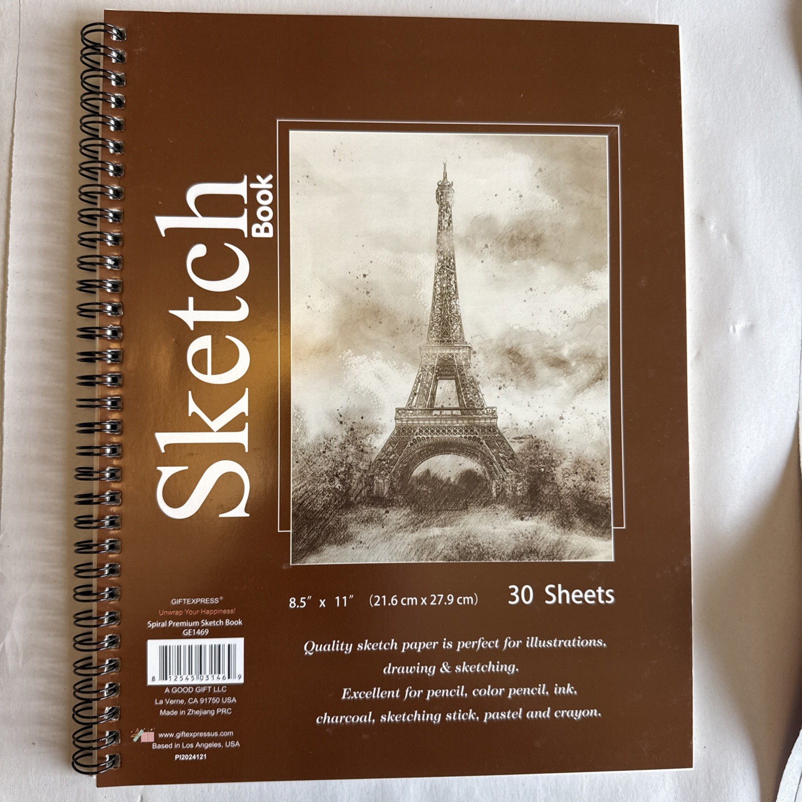 30 Sheets 8.5" X 11" Side Bound Spiral Premium Sketch Book