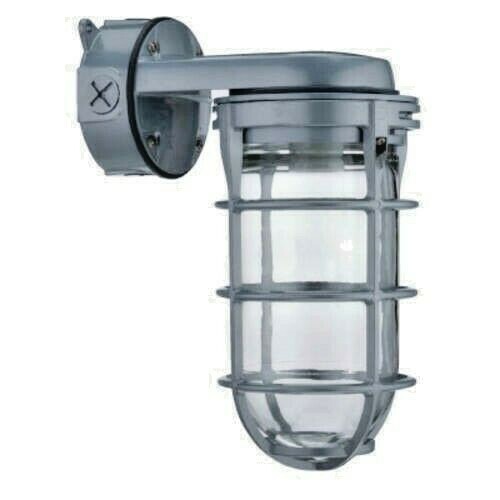 9" Silver Aluminum Utility Wall Light Outdoor Vapor Weatherproof Industrial Damp
