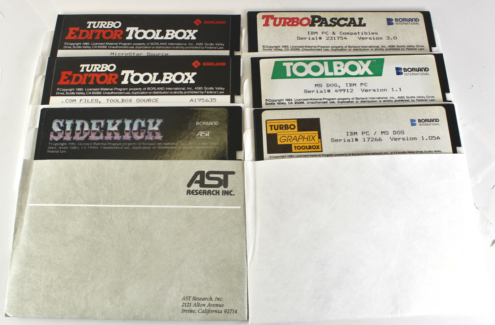 Lot of 6 Vintage Borland International 5.25 Floppy Diskettes