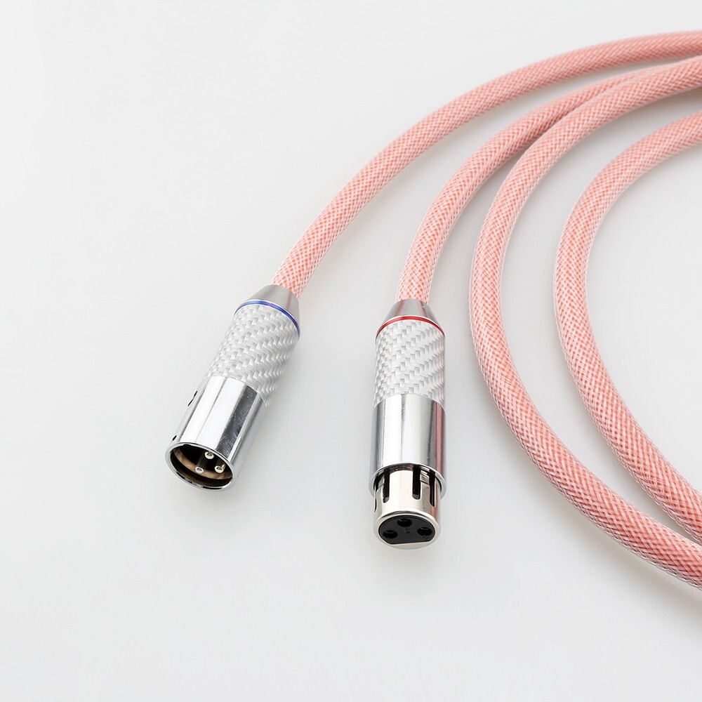 Pair 124cores Pure Solid Silver XLR Balanced Cable Hifi Audio Carbon Fiber Plug