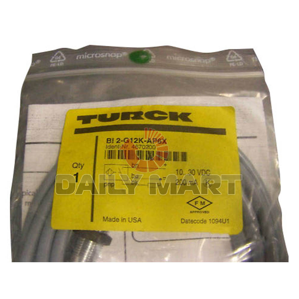 NEW Turck BI2-G12K-AP6X Proximity 12mm Barrel Sensor, 3-Wire DC PNP