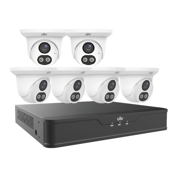 UNV 8-Ch 4K NVR Kit EK-S31P8DLT46T2 6x 4MP Dual Light Turret Mic 2TB HDD NDAA
