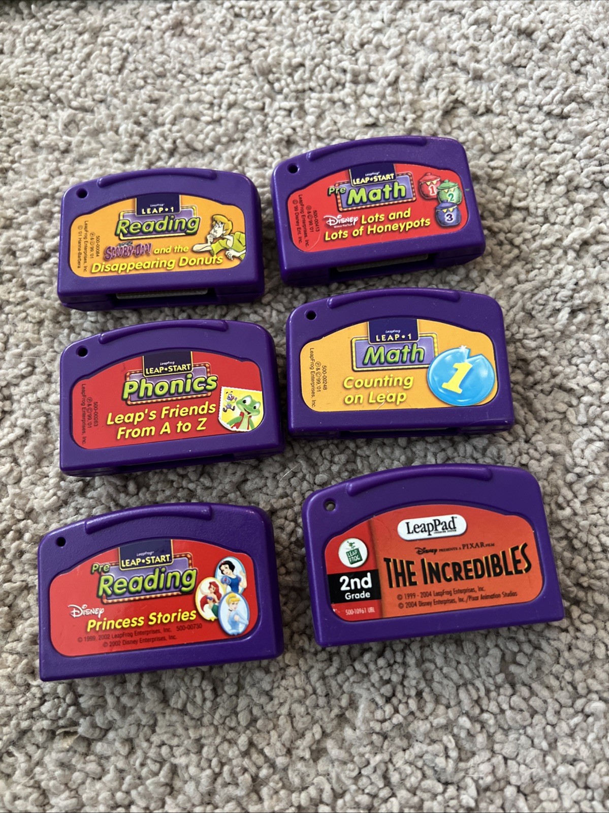 Leaf Frog Leappad - Lot Of 6 Educational Game Cartridges W/Disney