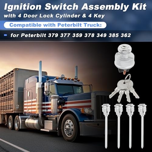 Ignition Switch Assembly Kit with 4 Door Lock Cylinders & 4 Keys for Peterbilt