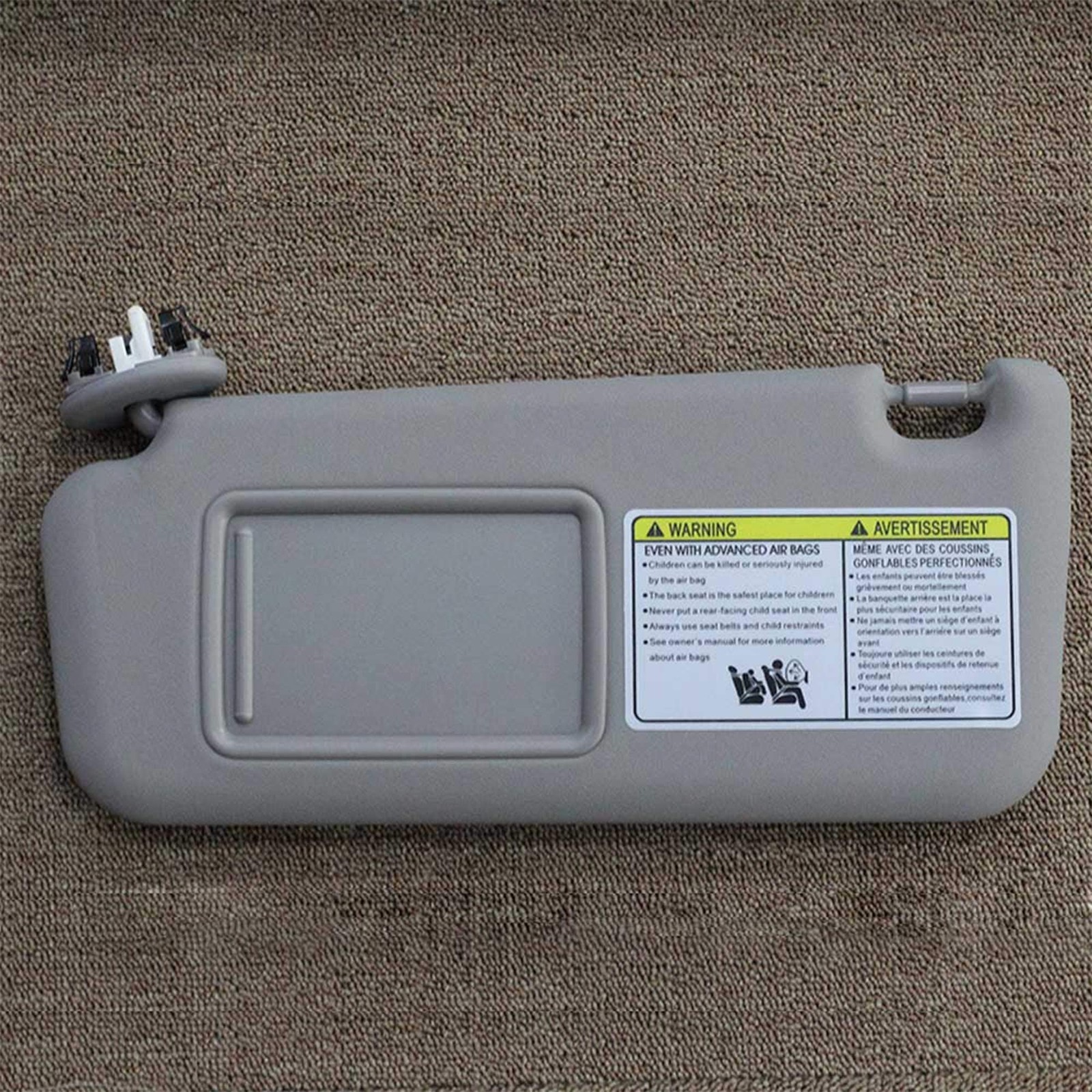 Dasbecan Front Left Driver Side Sun Visor with Vanity Light Left, gray