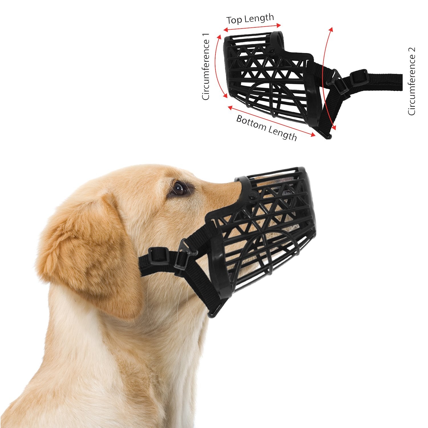 Basket Cage Dog Muzzle Size 3 - 3 – Snout Circumference – 9”, Black