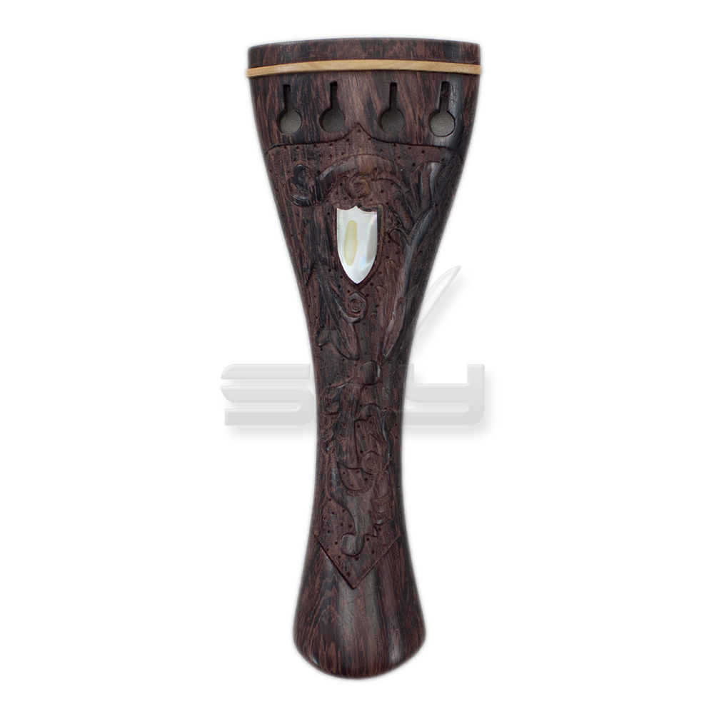 Carved Rosewood Violin Tailpiece w Creamy Strip, 4/4 Full Size Violin