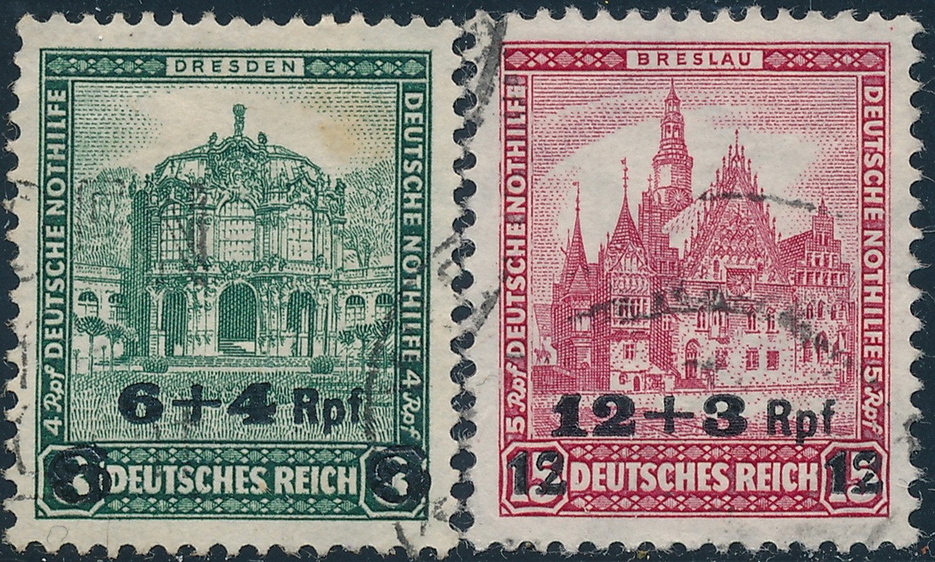 Stamp Germany Reich Mi 463-4 Sc B42- 1932 Zwinger Dresden Charity Overprint Used