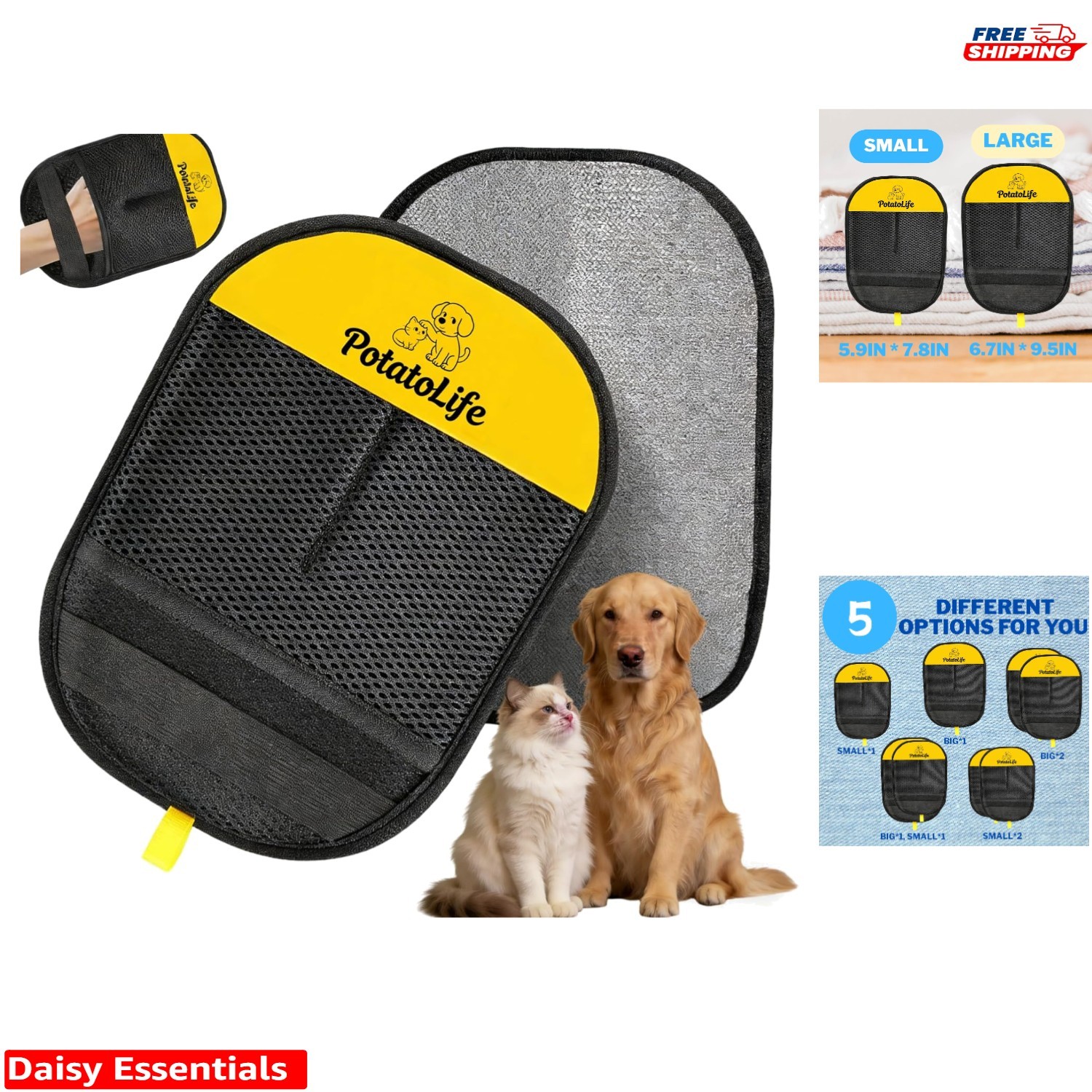 Versatile Pet Hair Removal Mitt - Small Size Washable Fur Cleaner for Furniture