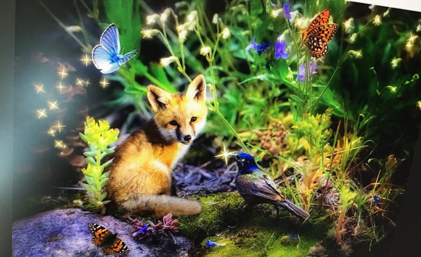 Fabric Hoffman Forest Fox & Butterfly Panel 4483, sold by the panel