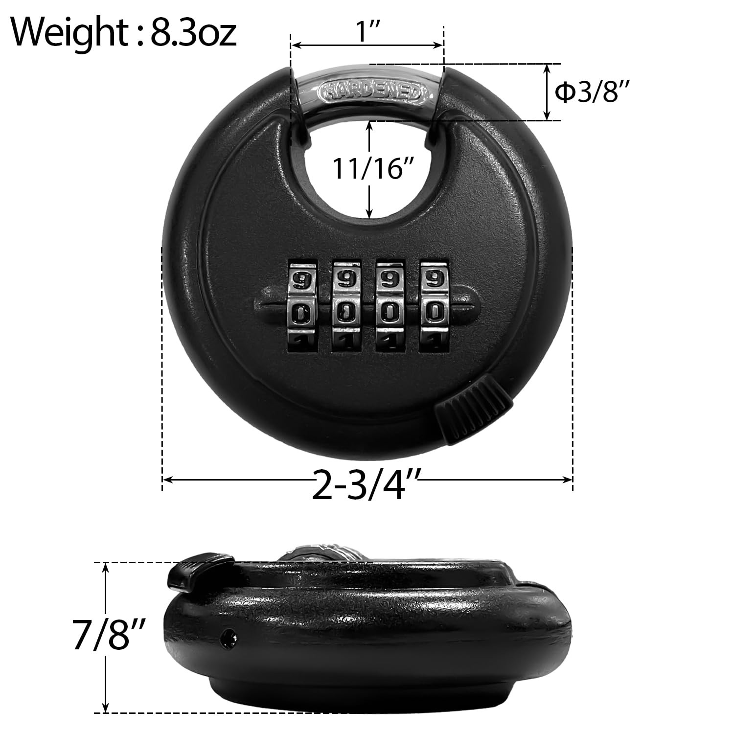 Socpuro 2Pack Combination Lock, 4 Digit Disc Padlock with Hardened Black