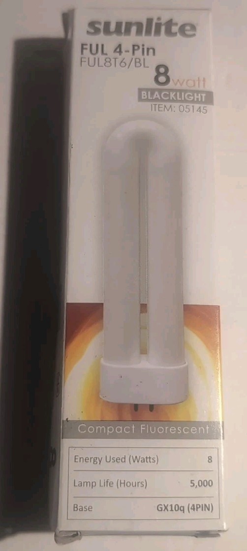 Sunlite FUL8T6/BL 8-watt FUL CFL Light Bulb, GX10q Base, Black Light SHIPS FREE