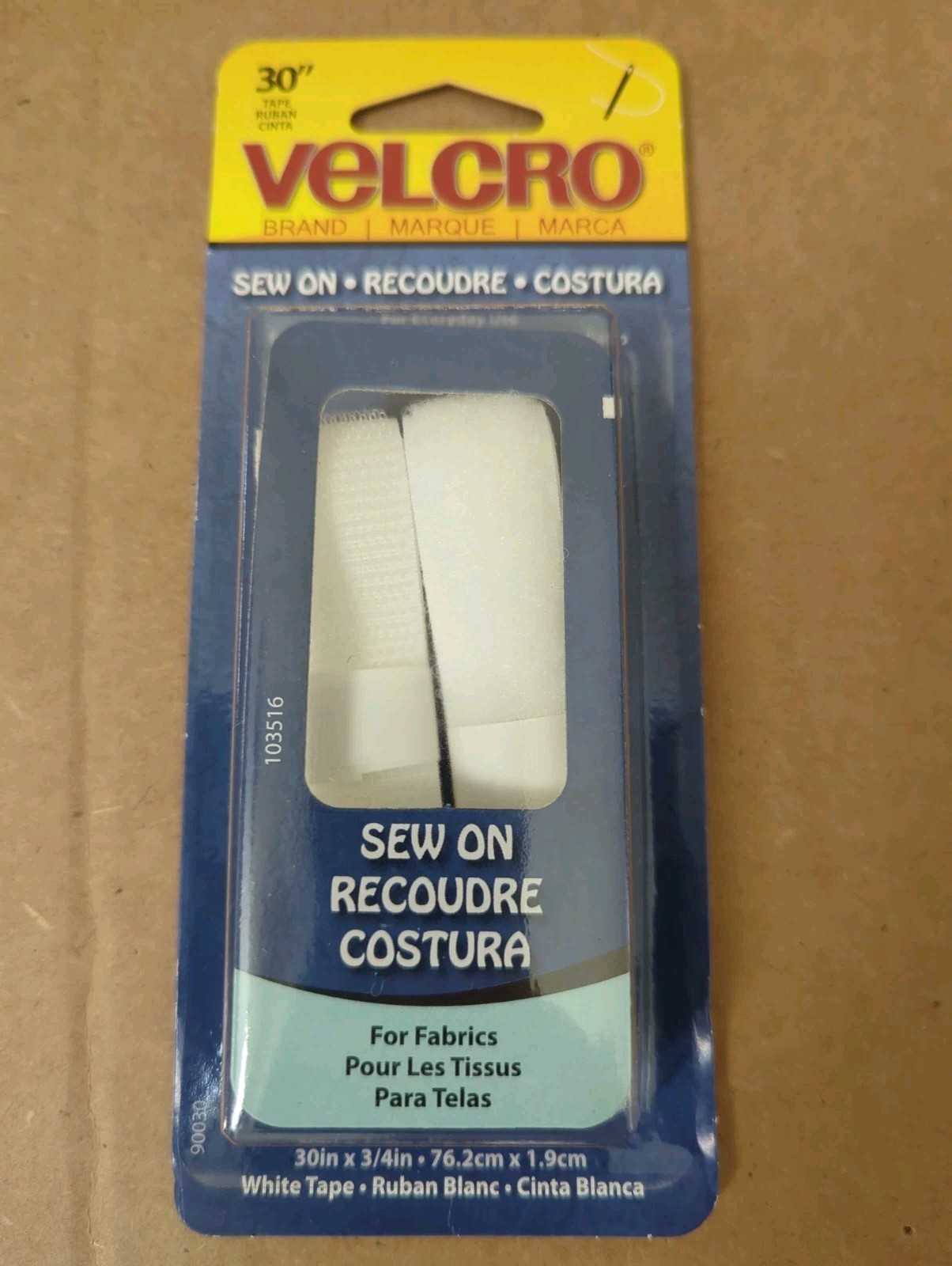 Velcro Sew-on Recoudre Costura 30in x 3/4in White Tape