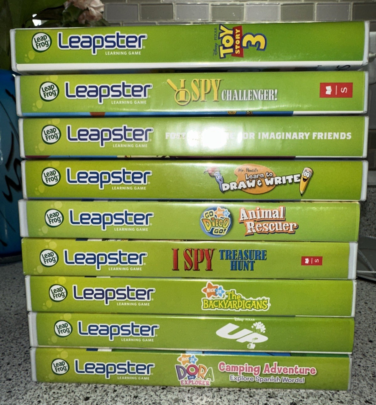 Leap Frog Leap TV Leapster Lot Of 9 Games Dora, UP, Backyardigans, Toy Story +