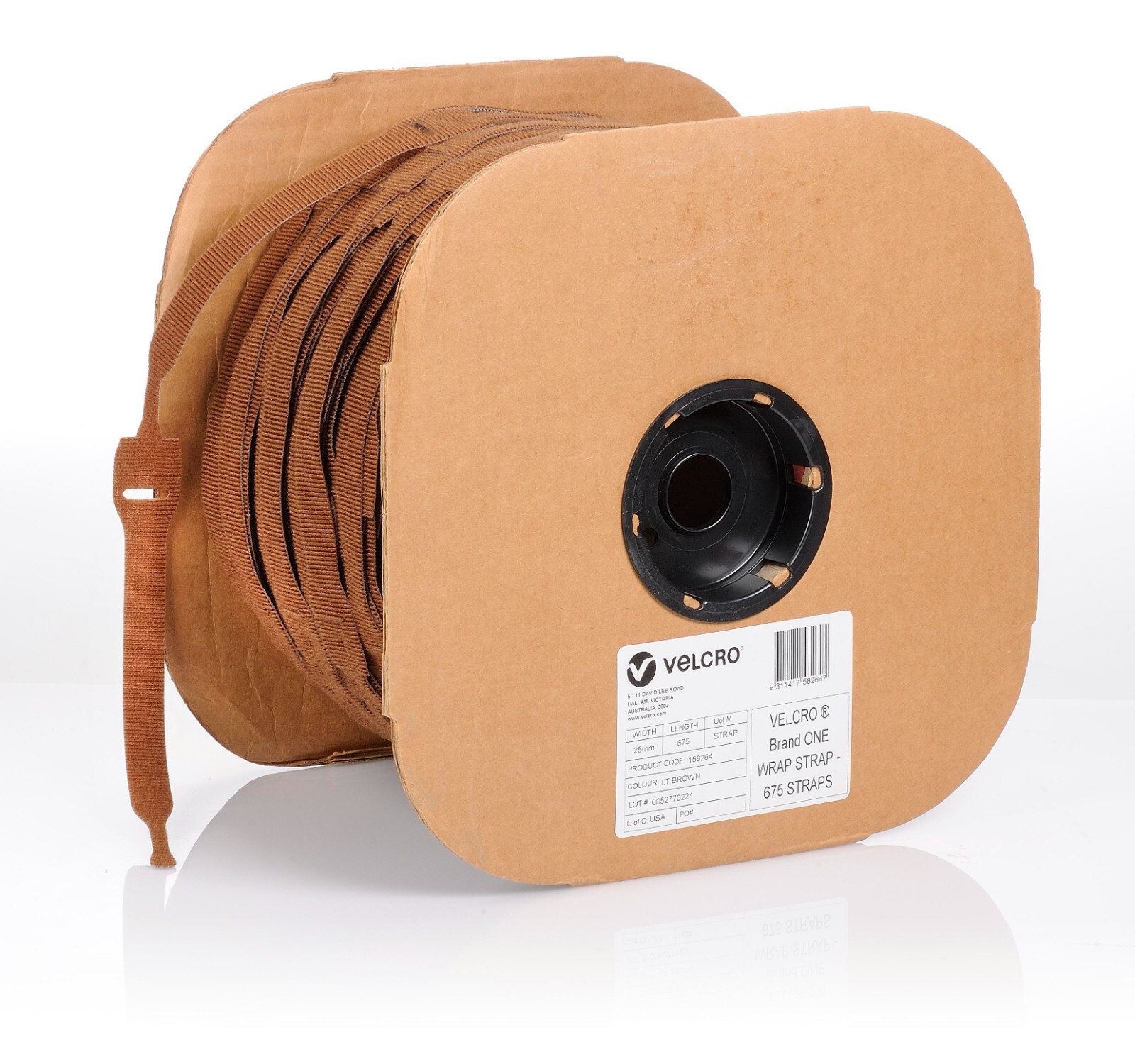 VELCRO® BRAND ONE-WRAP® TIES-BROWN-675 TIES-25MM X 200MM