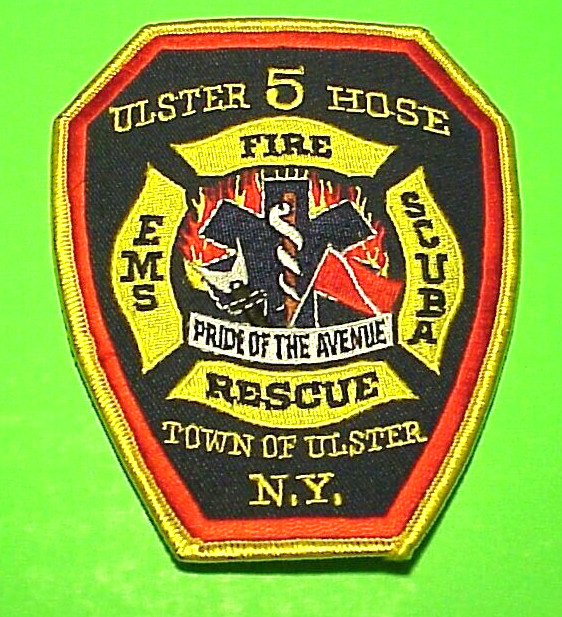 ULSTER  NEW YORK  ULSTER 5 HOSE  5"  NY  FIRE DEPT  PATCH  FREE SHIPPING!!!