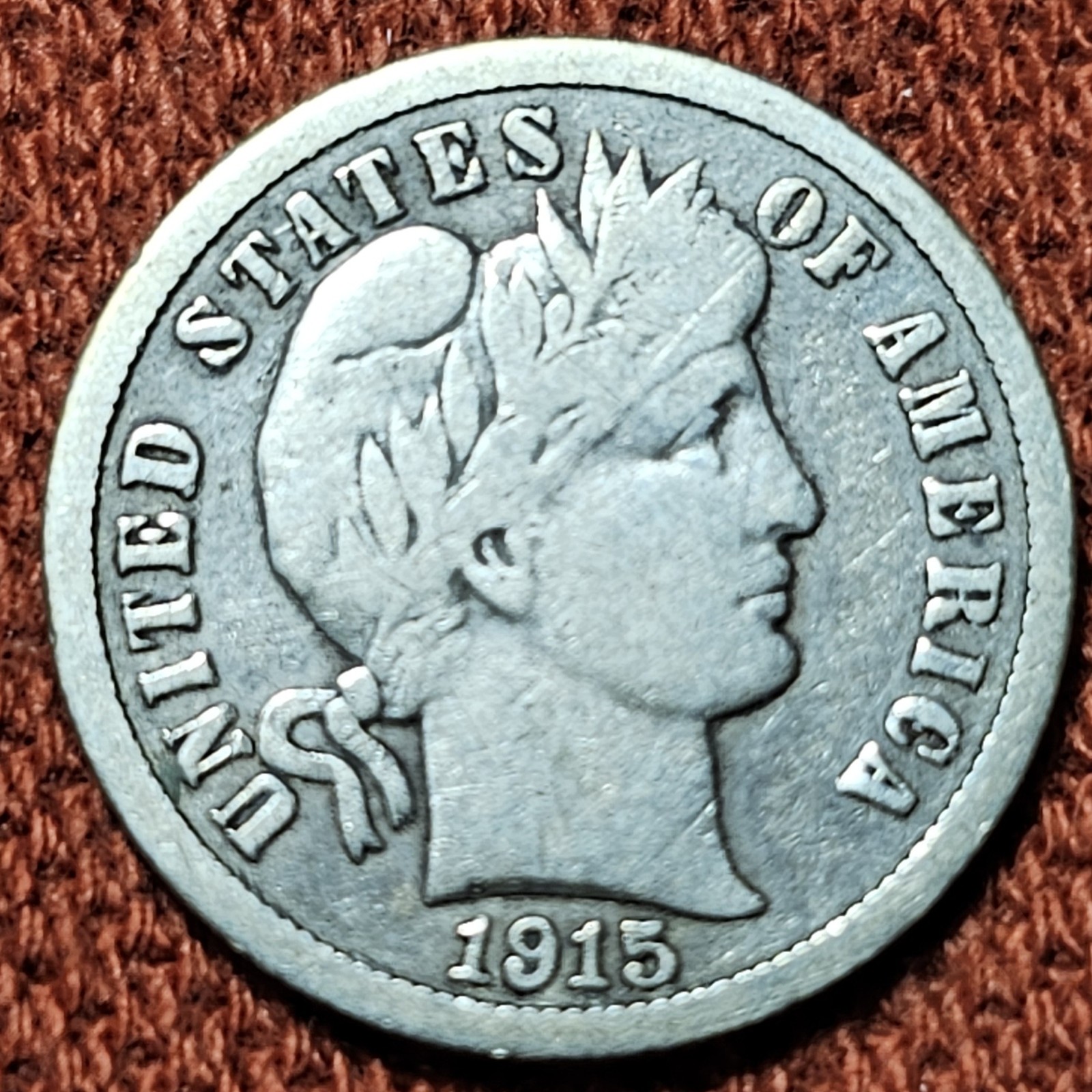 1915 Barber Dime 10C Silver Coin VG/F 90% Silver Nice Coin