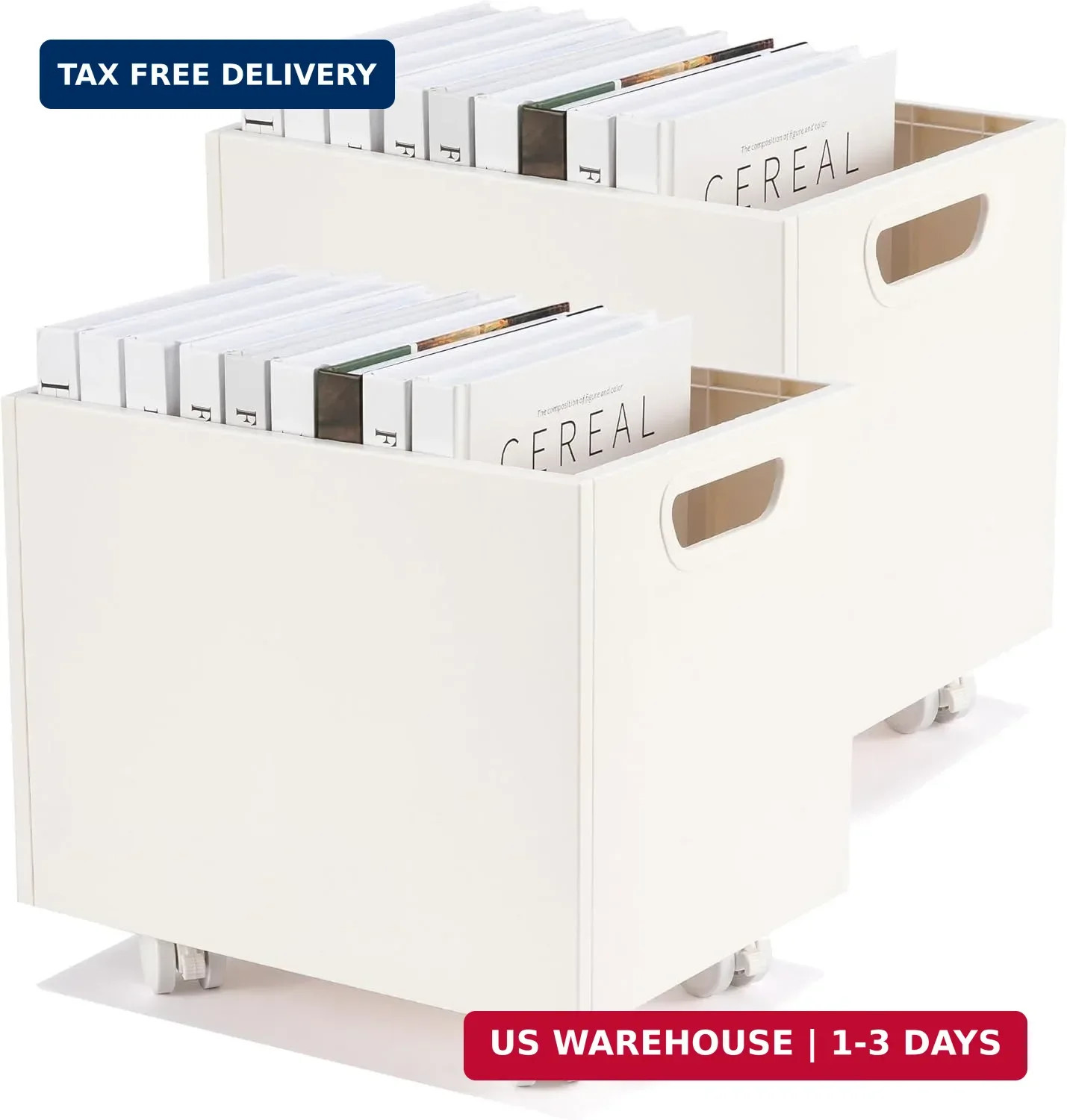 File Box Rolling File Organizer with Wheels Stackable Storage File Boxes Portabl