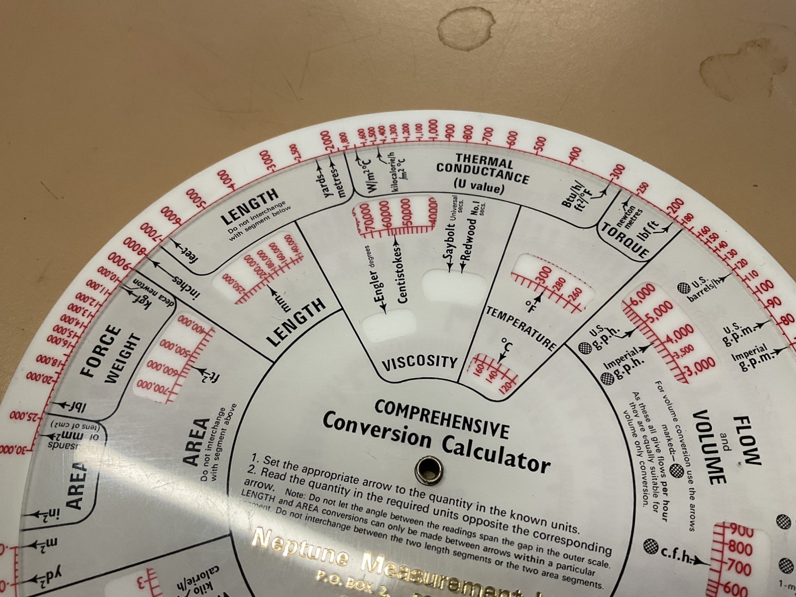 Vintage Neptune Measurement Comprehensive Conversion Calculator