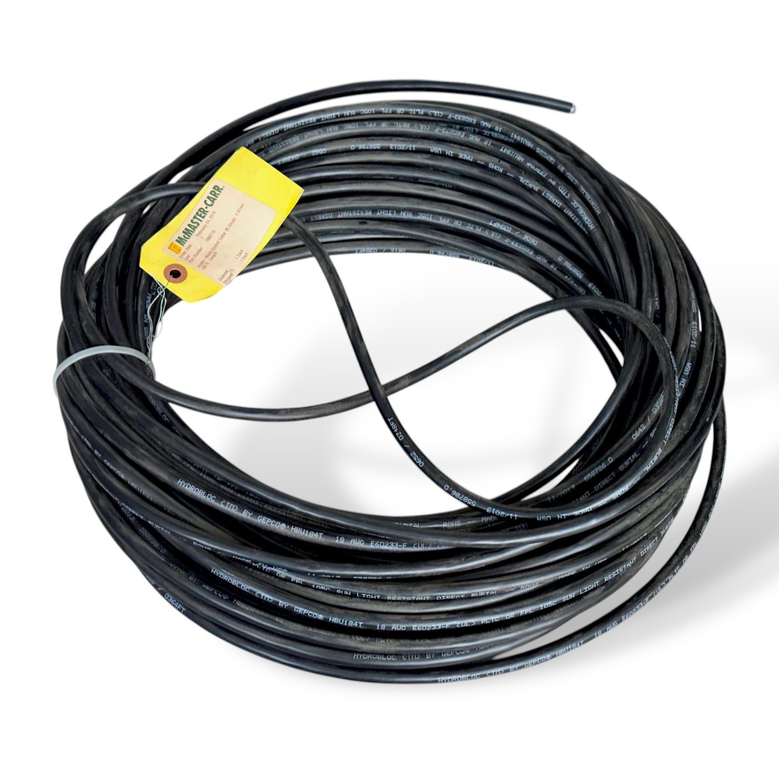 100ft Hydrobloc Control cable E60233-F HBU184T 100 Ft  18 AWG Black 4 Wires #32