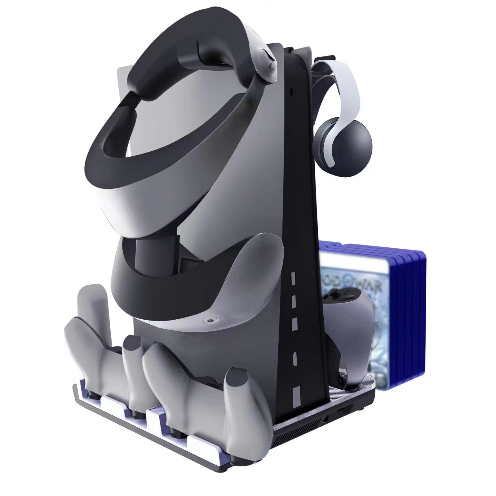 For PS5 PS VR2 Game Console Cooling Charging Dock Stowable Headset Holder Gray
