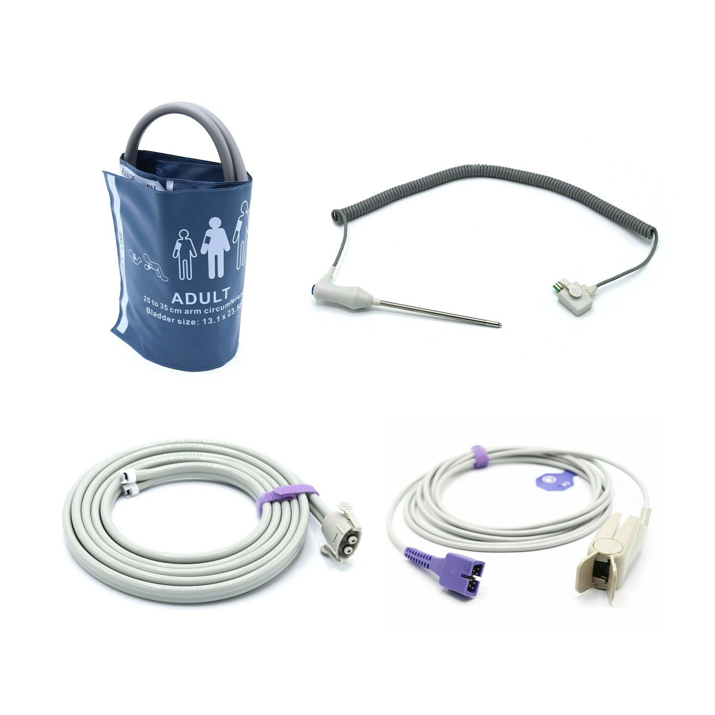 Welch Allyn Accessories Bundle - Cuff, Hose, SpO2 Nellcor Oximax, Temperature