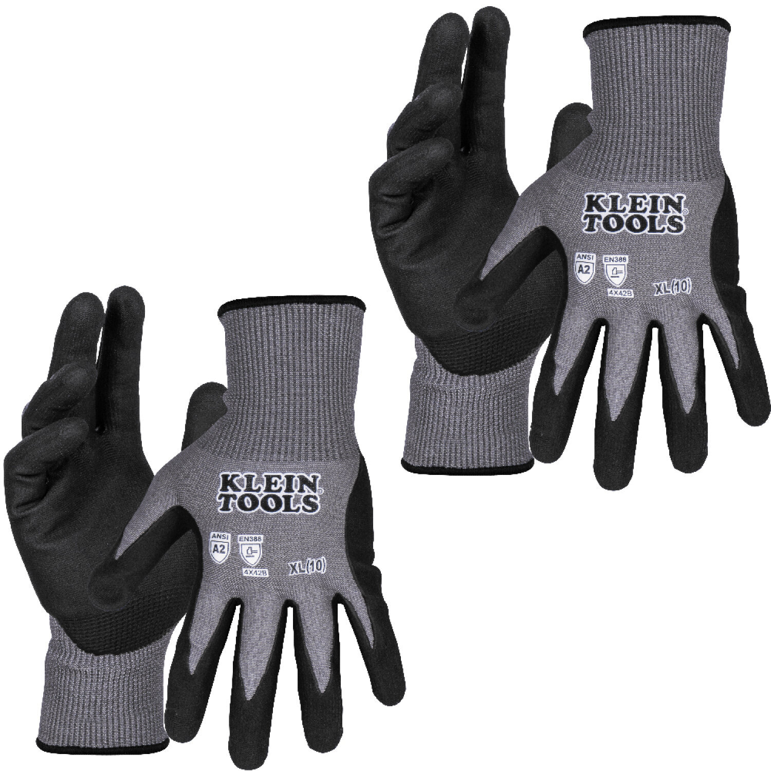 Klein Tools 60584 Knit Dipped Gloves, Cut Level A2, Touchscreen, Medium, 2-Pair
