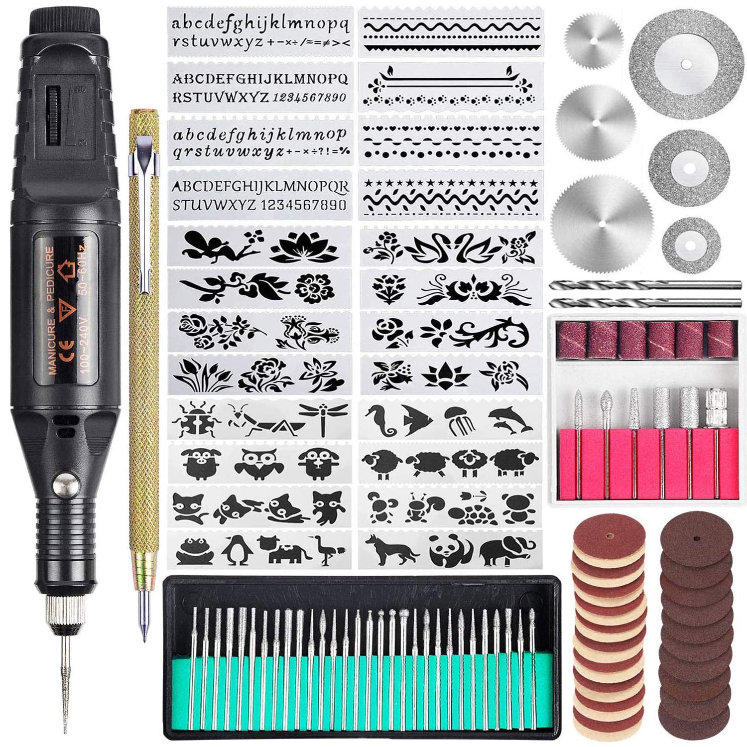 108 Pcs Engraving Tool Kit, Multi-Functional Electric Corded Micro Engraver E...