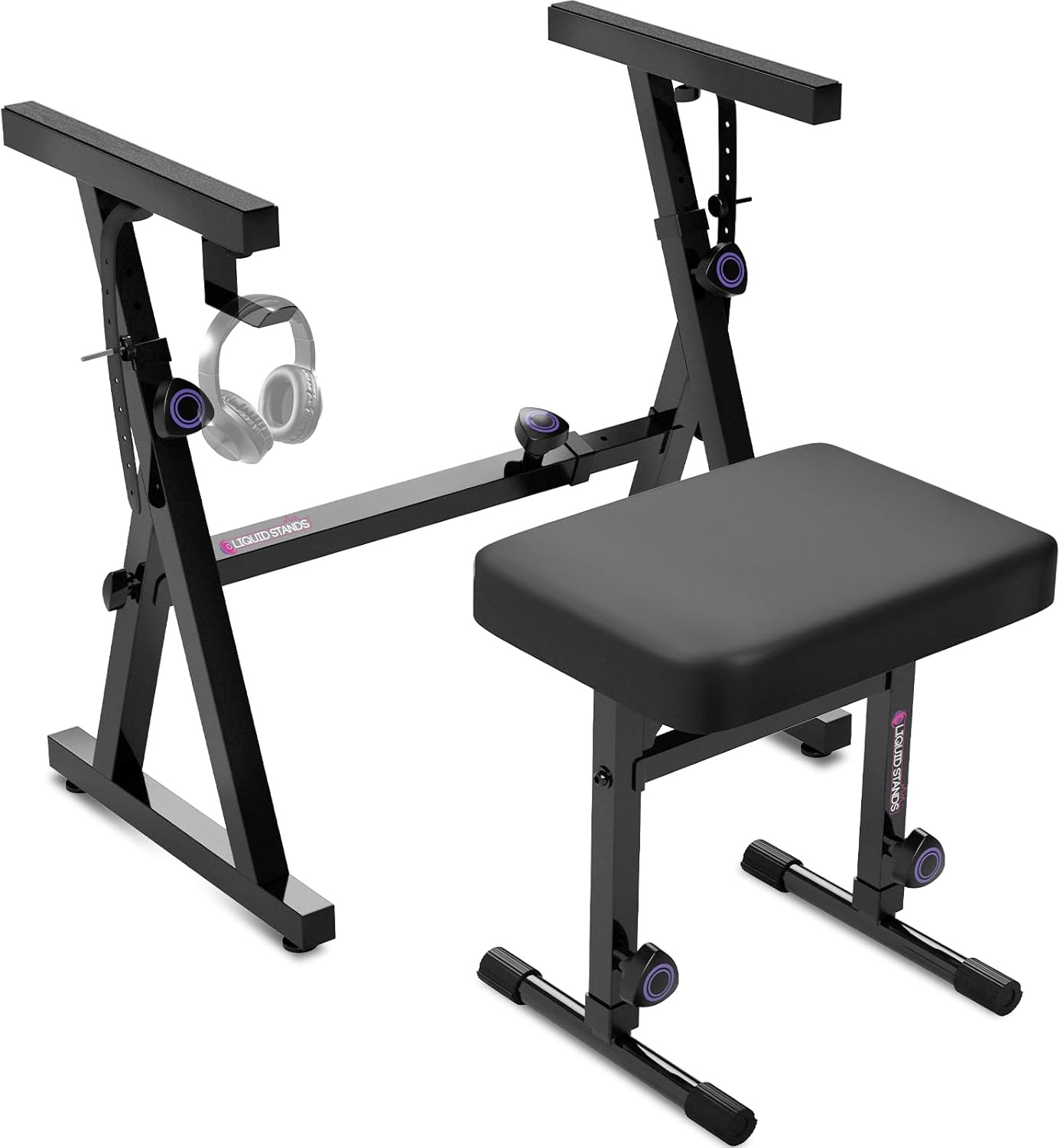 Piano Keyboard Stand and Bench Set - Portable Heavy Duty Digital Piano Stand for