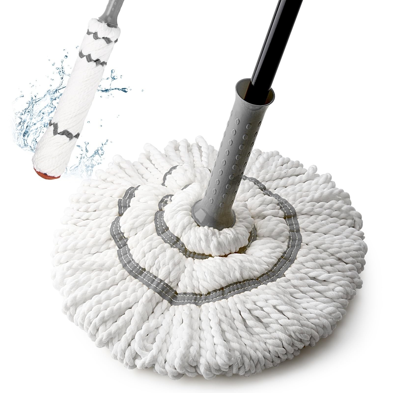 -Wringing Twist Mops for Floor Cleaning, Microfiber Floor mop with 57 " Long ...