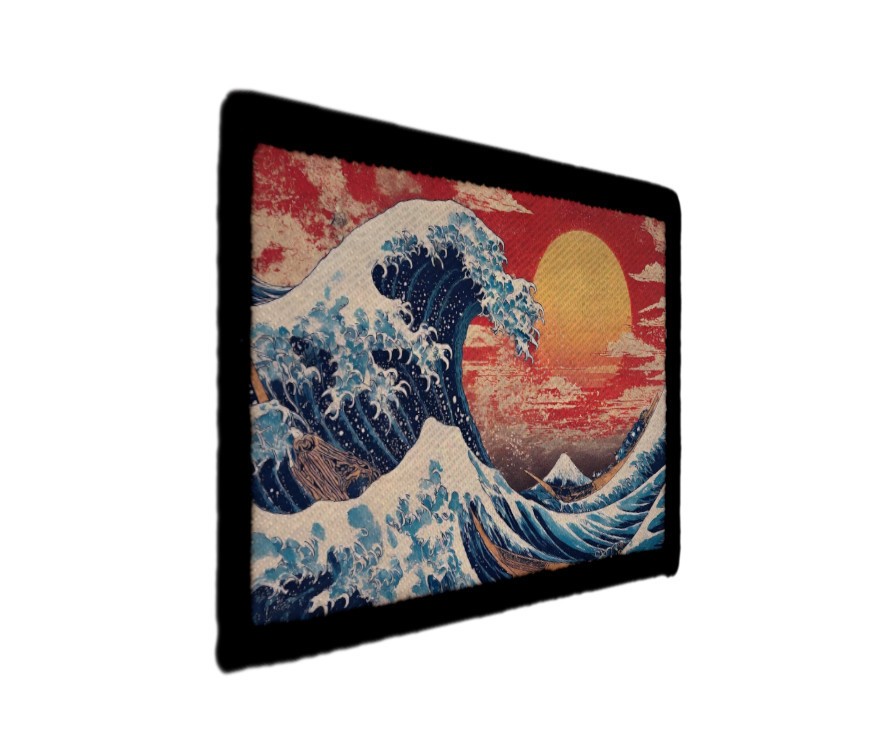 Hokusai Great Wave off Kanagawa Painting Rising Sun Patch Sew on [sub]
