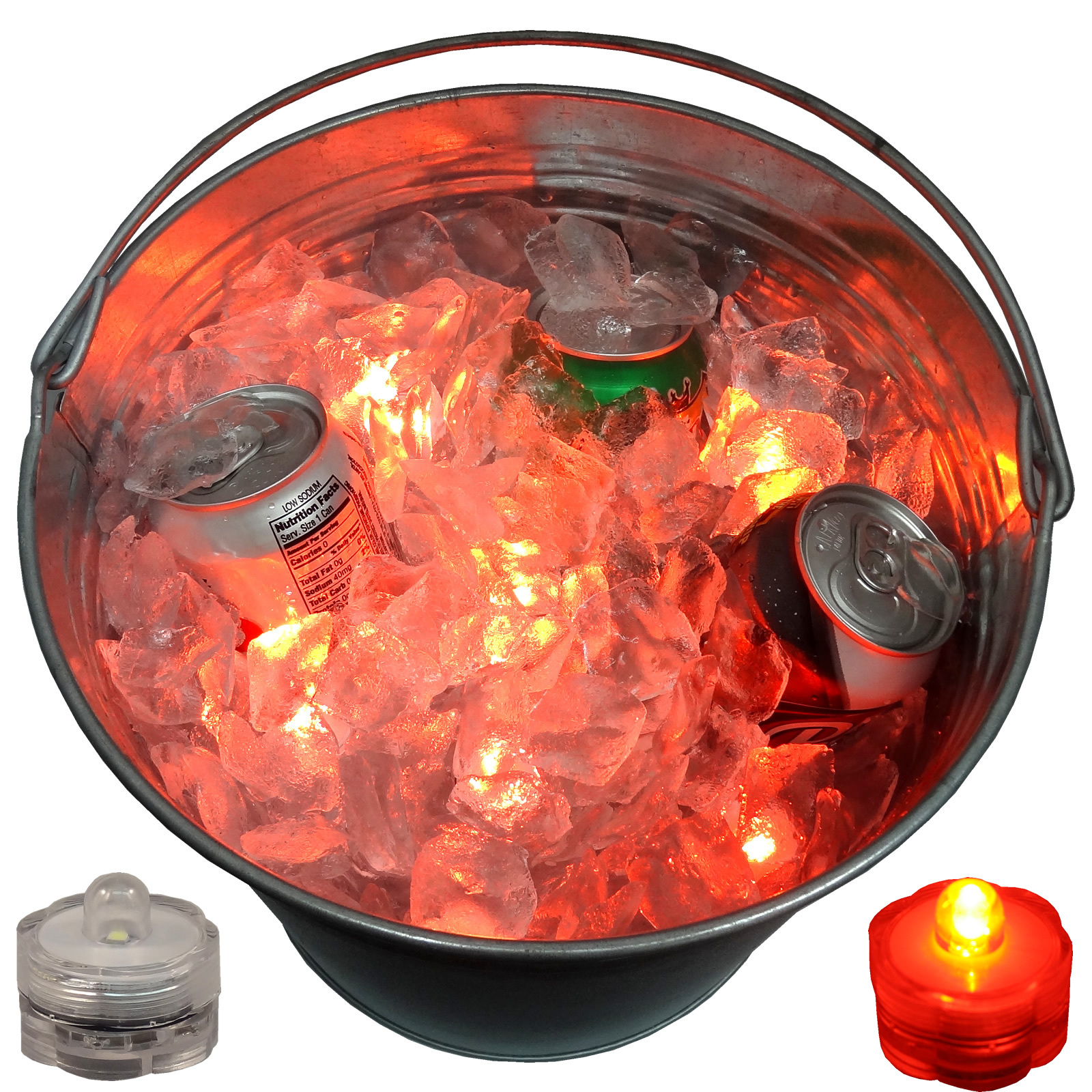 ORANGE LED Beverage Tub Submersible Lights Rave Party Fun Wild Novelty Set of 12