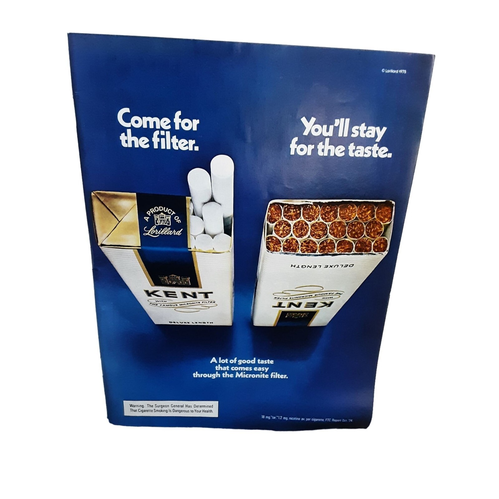 1975 Kent Cigarettes Original Print Ad Vintage