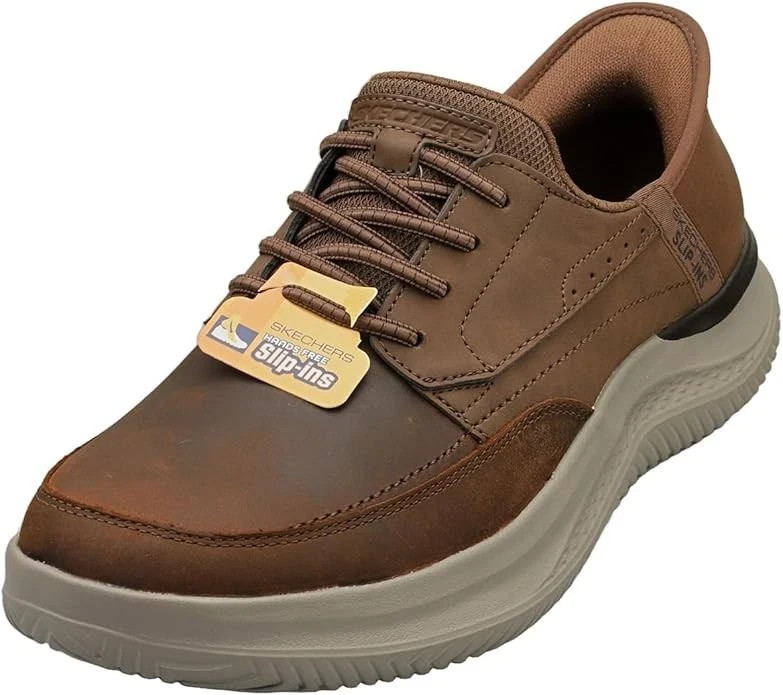 Skechers Shoes Men Slip Ins Brown Loafer Comfort Walk Memory Foam Leather 205211