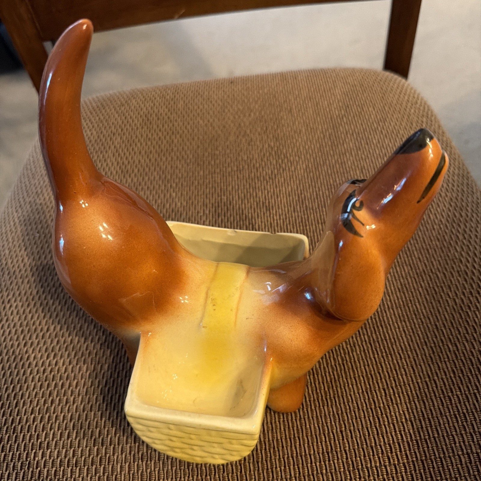 VTG 1950s A.L. Hirsch Rover Dachshund Ceramic Dresser Caddy Valet Planter MCM