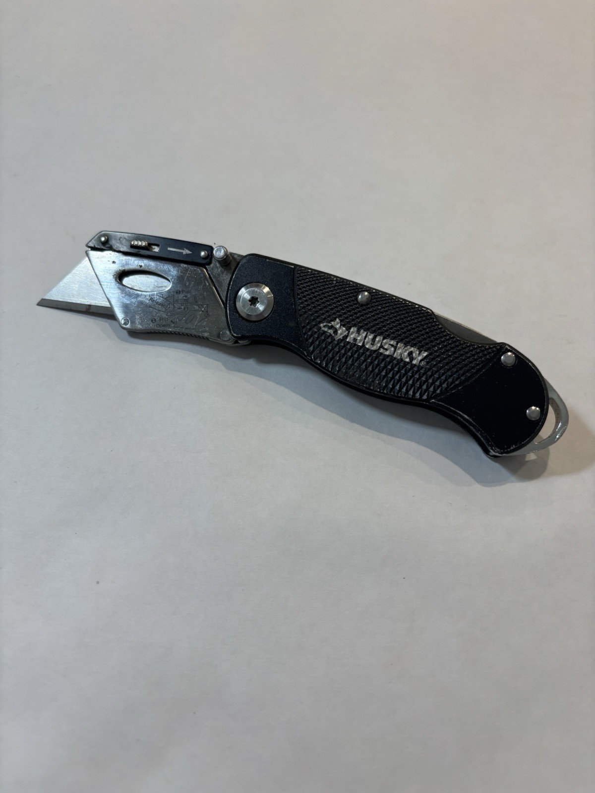 Husky Folding Utility Knife Box Cutter Black/Silver 2in Steel Blade