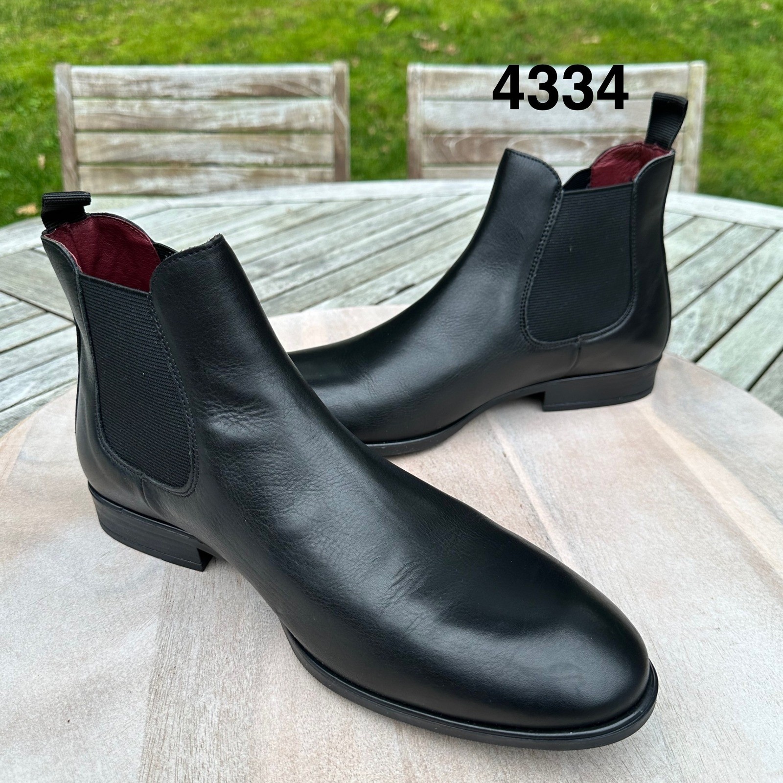 Knapsack Black Leather Chelsea Boots Mens EU 44 US 11 Slip On Ankle Boots