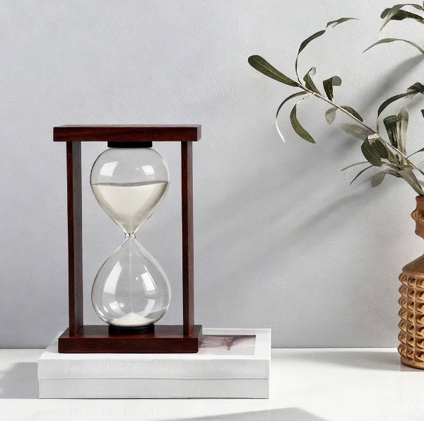 Shockproof Wooden Hourglass Timer, Modern Desktop Decor for Home Office